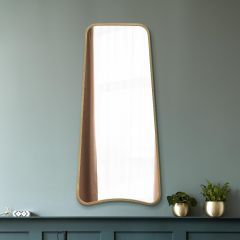 The Coartans - New Gold Metal Wall Mirror with Arched Base and Tapered Frame 48" X 23" (122CM X 58CM).
