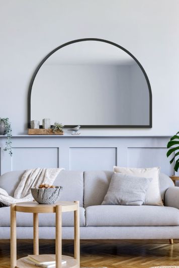 The Arcus - Black Metal Framed Arched Wall Mirror 49" X 35" (125CM X 90CM)