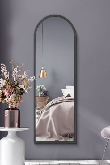 The Arcus - Black Framed Arched Leaner/Wall Mirror 63" X 21" (160CM X 53CM)