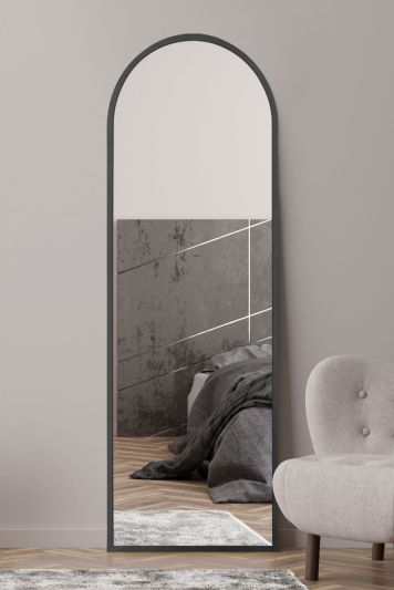 The Arcus - Black Framed Arched Leaner/Wall Mirror 71" X 24" (180CM X 60CM)