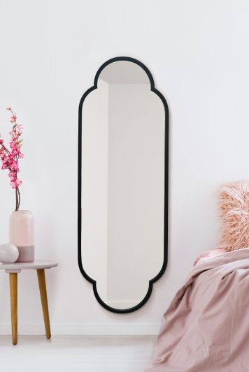 The Duplici - New Black Metal Framed Double Arched Oval Wall Mirror 59" X 20" (150CM X 52CM)