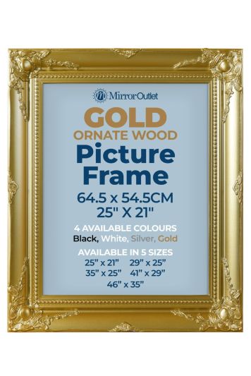 The Antiquitus - Ornate Swept Gold Picture Frame 25" X 21" (64.5 x 54.5CM). Wooden Frame Supplied With Backing Board and Glass.