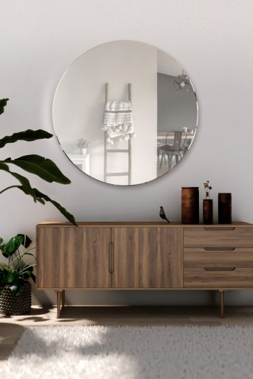 All Glass Bevelled Classic Design Round Mirror 80 x 80CM